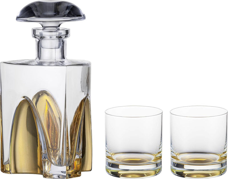 Eisch GENTLEMAN Gold Whiskey Decanter Gift Set - Glass - Black Market
