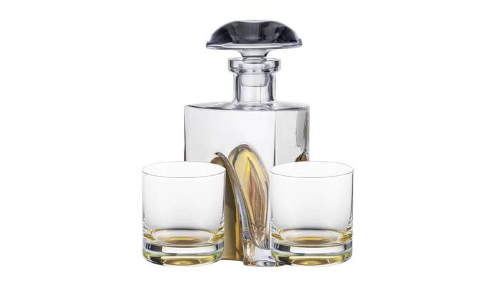Eisch GENTLEMAN Gold Whiskey Decanter Gift Set - Glass - Black Market