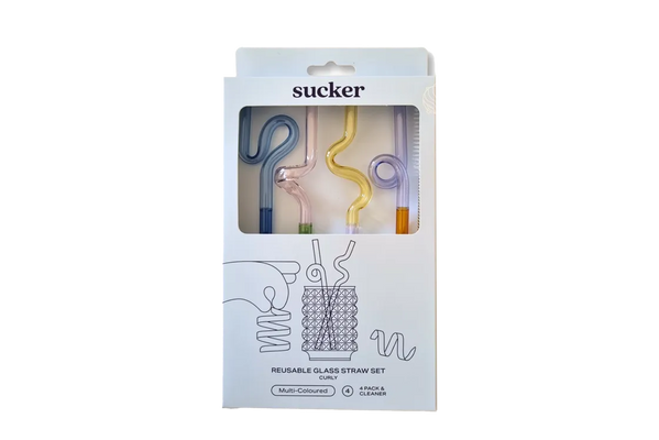 Sucker Curly Reusable Glass Straws - Accessories - Black Market