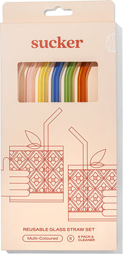 Sucker Reusable Glass Drinking Straws - Multi-Colour - Accessories - Black Market