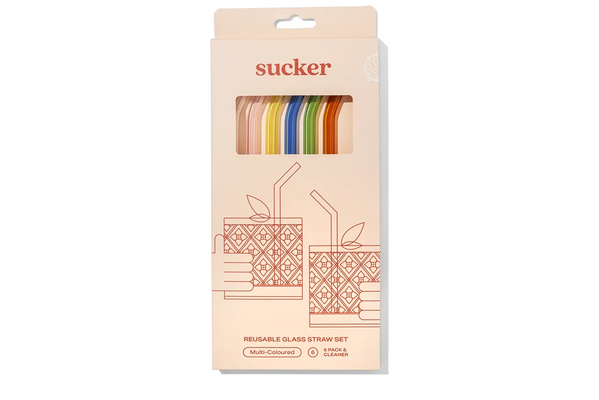 Sucker Reusable Glass Drinking Straws - Multi-Colour - Accessories - Black Market