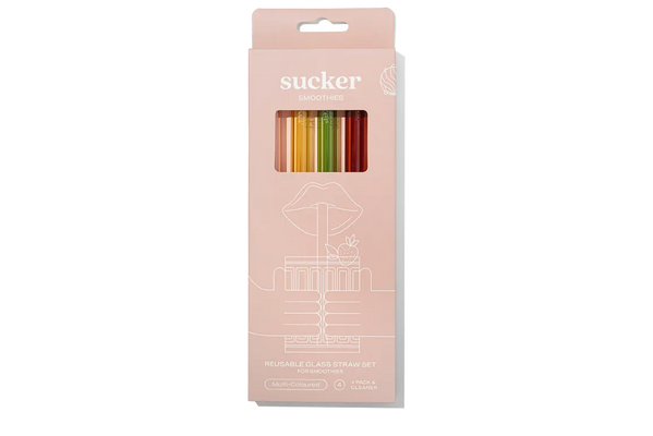 Sucker Reusable Glass Smoothie Straws - Multi-Colour - Accessories - Black Market