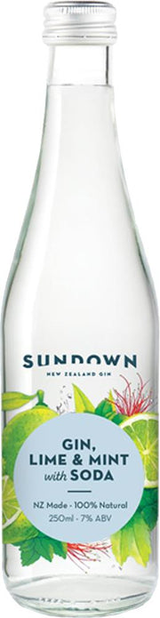 Sundown New Zealand Gin, Lime & Mint with Soda (250ml) - Pre-Mixed - Black Market