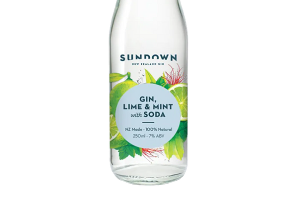 Sundown New Zealand Gin, Lime & Mint with Soda (250ml) - Pre-Mixed - Black Market