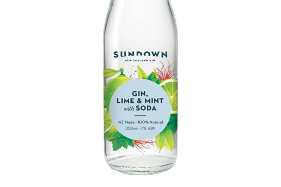 Sundown New Zealand Gin, Lime & Mint with Soda (250ml) - Pre-Mixed - Black Market