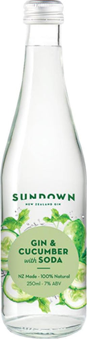 Sundown New Zealand Gin & Cucumber with Soda (250ml) - Pre-Mixed - Black Market