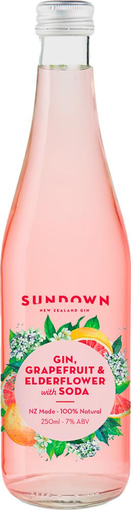 Sundown New Zealand Gin, Grapefruit & Elderflower with Soda (250ml) - Pre-Mixed - Black Market