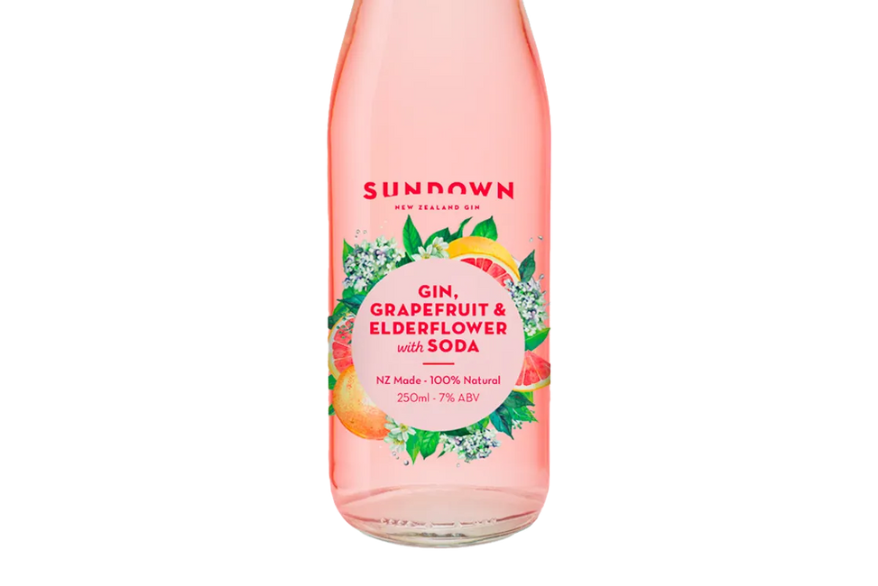 Sundown New Zealand Gin, Grapefruit & Elderflower with Soda (250ml) - Pre-Mixed - Black Market