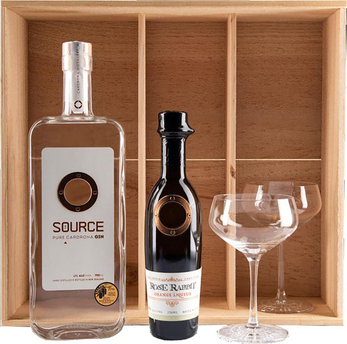 The Source, Rose Rabbit Orange Liqueur & Spiegelau Crystal Martini Gift Set (By Cardrona) - Liqueur - Black Market