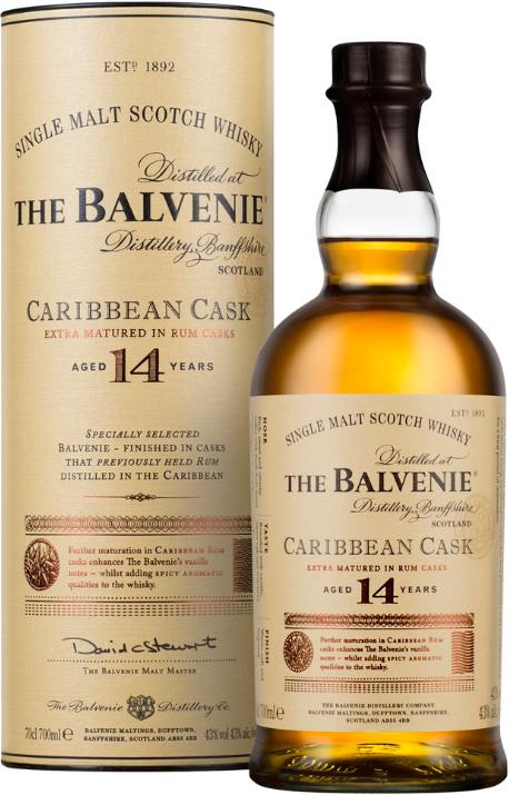 Balvenie 14YO Caribbean Cask Single Malt Scotch Whisky (700ml) - Whisky - Black Market