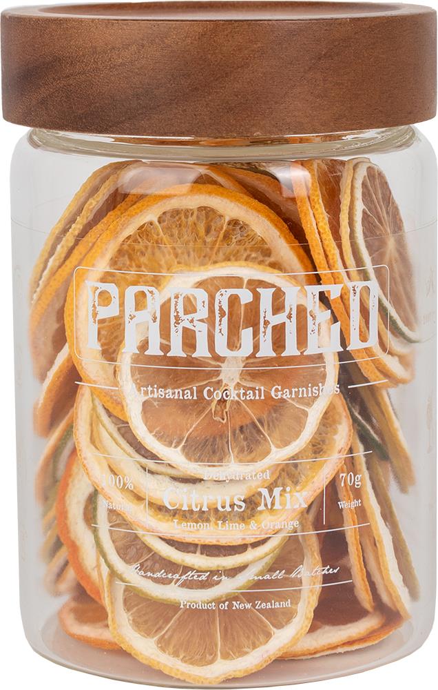 Parched Artisanal Cocktail Garnishes Citrus Mix (70g Glass Jar) - Garnish - Black Market