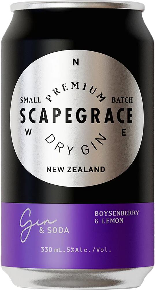 Scapegrace Gin & Soda With Boysenberry & Lemon (330ml) - Pre-Mixed - Black Market
