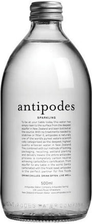 Antipodes Sparkling Mineral Water Glass (500ml) - Water - Black Market
