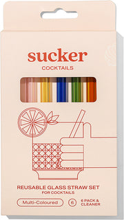 Sucker Cocktail Glass Drinking Straws - Multi-Colour - Accessories - Black Market