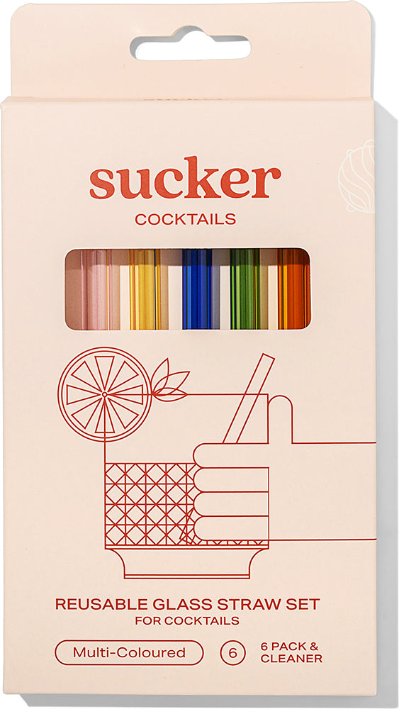 Sucker Cocktail Glass Drinking Straws - Multi-Colour - Accessories - Black Market