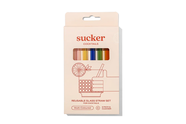 Sucker Cocktail Glass Drinking Straws - Multi-Colour - Accessories - Black Market