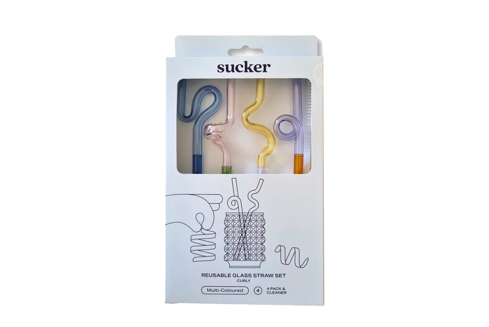 Sucker Curly Reusable Glass Straws - Accessories - Black Market