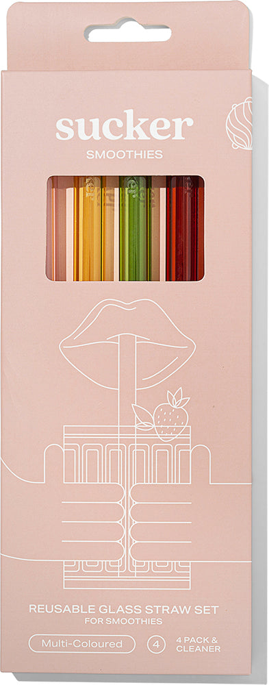 Sucker Reusable Glass Smoothie Straws - Multi-Colour - Accessories - Black Market