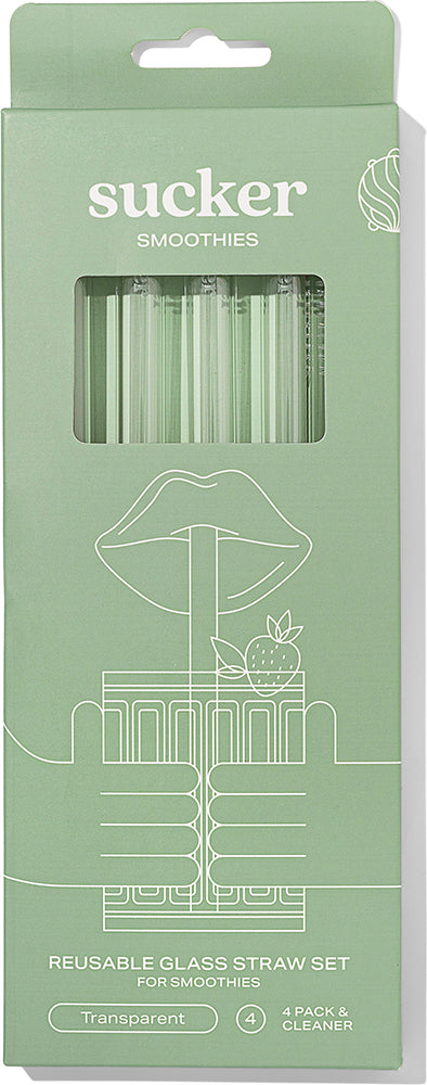 Sucker Reusable Glass Smoothie Straws - Transparent - Accessories - Black Market