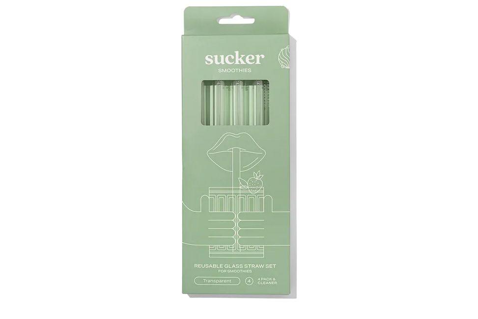 Sucker Reusable Glass Smoothie Straws - Transparent - Accessories - Black Market