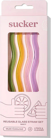 Sucker Wavy Reusable Glass Straws - Accessories - Black Market