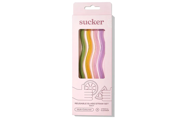 Sucker Wavy Reusable Glass Straws - Accessories - Black Market