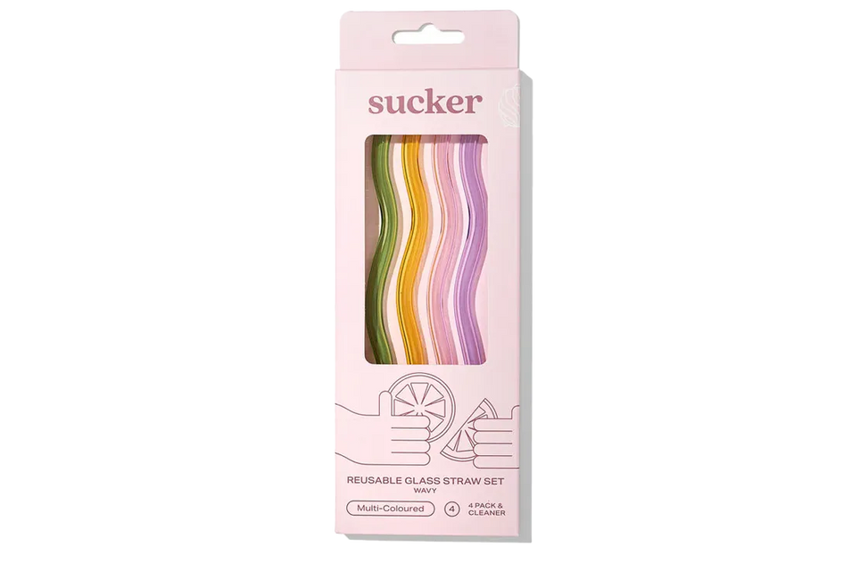 Sucker Wavy Reusable Glass Straws - Accessories - Black Market